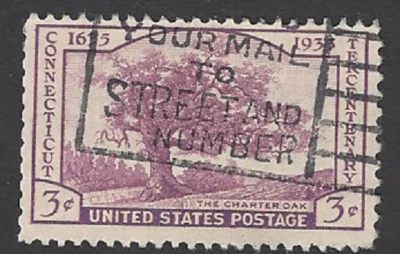 Scott# 772 3c Connecticut, 300 years. - The Charter Oak -  Slogan Cancel (A-5) - Image 1 of 2