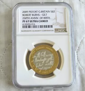 2009 ROBERT BURNS PIEDFORT SILVER PROOF £2 SLABBED NGC PF67 ULTRA CAMEO - Picture 1 of 3