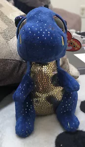 TY Beanie Boos - SAFFIRE the Blue Dragon (Glitter Eyes) (6 inch) - MWMTs Boo Toy - Picture 1 of 6