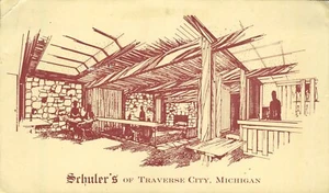 Postal publicitaria de restaurante Schulers of Traverse City Michigan - Imagen 1 de 2