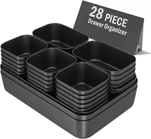 Plastic Drawer Organizers, 28 PCS Drawer Organizer Bins, Bathroom and Vanity Org - Picture 1 of 8