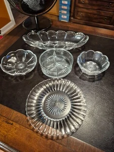 Vintage Heisey 5 piece set Plate 3 Bowls & Celery Dish LOOK "Great Deal" - Picture 1 of 6
