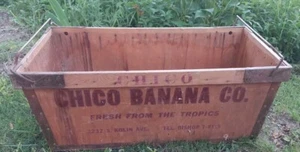 Antique Wooden Banana Box Crate Chico Banana Co - Picture 1 of 9
