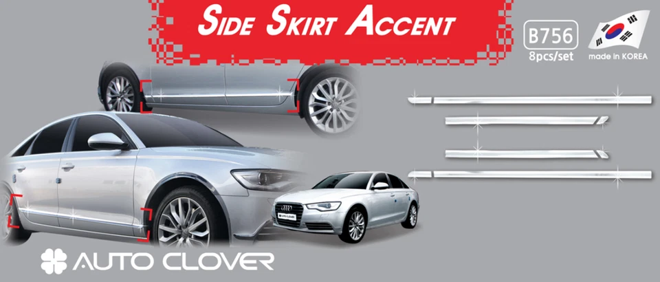 Línea de faldón lateral moldura inferior cromado 8 piezas B756 Ups para Audi A6 2011-2018 Foto 1 de 4