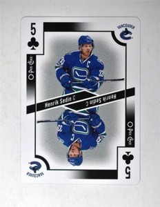 2017-18 O-Pee-Chee OPC Playing Card #5-CLUBS Henrik Sedin