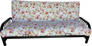 Coprimaterasso futon matrimoniale in policotone, protezioni letto, rosso rosa bianco - Foto 1 di 1