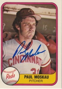 PAUL MOSKAU CINCINNATI REDS SIGNED 1981 FLEER CARD #207