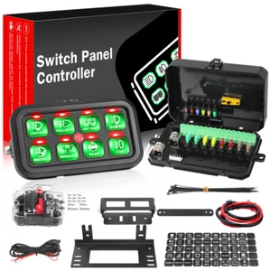 8 Gang Switch Panel RGB LED Light Bar Electronic Relay System Boat Marine Car RV - Foto 1 di 14