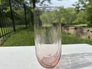 Libbey Glass Crystal Pink Drape 6 1/8th" Flat Tumbler 17oz Very Good Used Cond - Picture 1 of 7