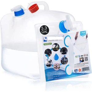 Foldable 5.3Gallon Water Jug Collapsible Camping Container with Spigot Leakproof - Picture 1 of 8