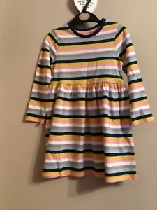 BNWT M&S Girls Stripe Dress age 2-3 Years 100% Cotton - Picture 1 of 2