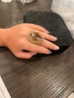 Swarovski Ring Large Stone Golden Shadow By Michelle Monroe  Size 8