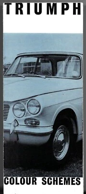 Folleto desplegable Triumph color y adornos 1962-63 Reino Unido Herald Vitesse Spitfire TR4  Foto 1 de 2