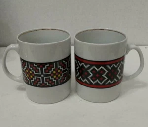 Taza de té de café de porcelana Favolina de colección motivo nativo de costura cruzada Polonia dos - Imagen 1 de 7