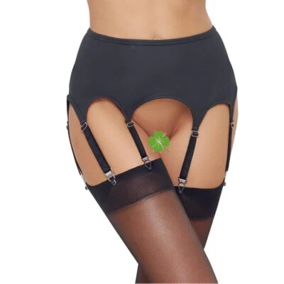 Sexy Strumpfgürtel matter Wetlook Dessous Erotik Reizwäsche breit Strapse "Skyy - Bild 1 von 4