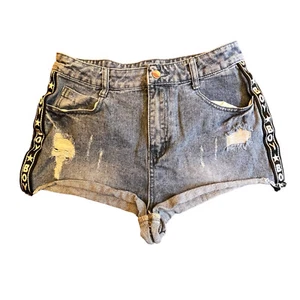 Shein Shorts Women Medium Distressed Embroidered High Rise Stretch (SzM W30) - Picture 1 of 6