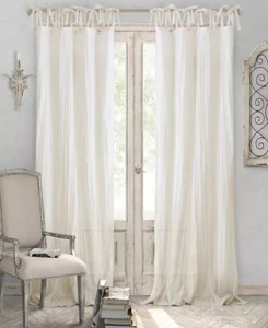 Elrene Jolie 52" x 84" Crushed Semi Sheer Ivory Curtain Panel 83807 SET OF 2 New - Picture 1 of 2