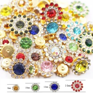 8-12mm Sew on Crystal Glass Rhinestones Applique Gold Flower Claw Base for Dress - Picture 1 of 42