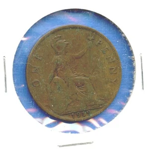 1919 English One Penny Great Britain King George V Bronze Cent 1c England, UK - Picture 1 of 3