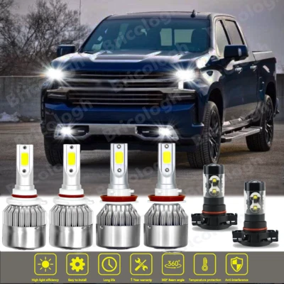 Для Chevy Silverado 1500 2500 Tahoe 2007-2014 6 светодиодных фар + противотуманные лампы - Изображение 1 из 4
