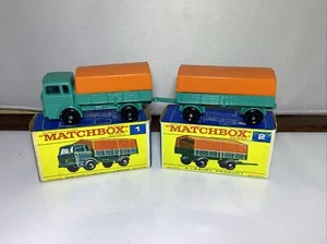 Vtg Lesney Matchbox No. 1 & 2 Mersedes Truck And Trailer. In Original Boxes - Picture 1 of 13