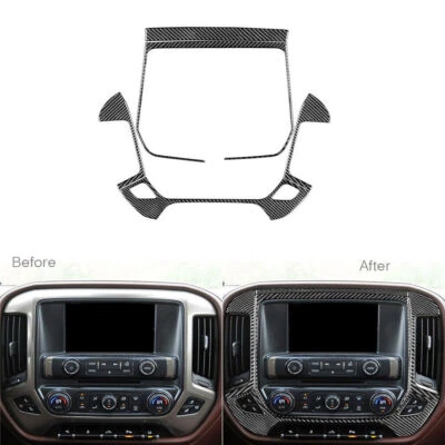 5Pcs Carbon Fiber Central Console Panel Trim For Chevrolet Silverado 1500 14-18 — 第 1/4 张图片