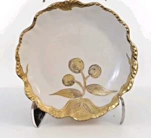 Elite Works Limoges Berries & Gold Leaf/oro rialzato incrostato piatto armadio 9" - Foto 1 di 12