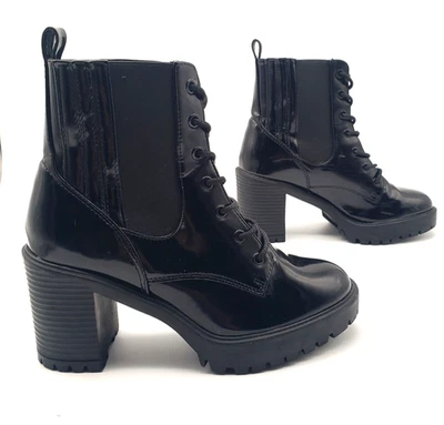 Mia Daryl Black Ankle Platform Lug Bootie Boots Womens Size 9 Dark Academia - Image 1 of 4