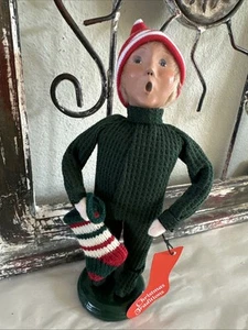 Byers Choice 2006 Victorian Boy Caroler Christmas Stocking Signed 9.5” H - Picture 1 of 7