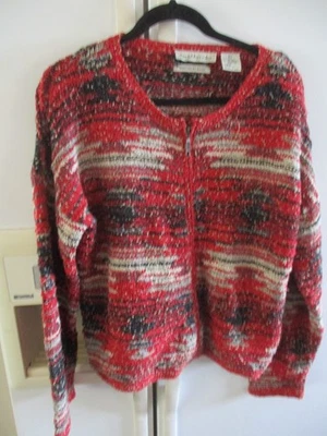 Vtg David Brooks Hand Knit Cardigan Sweater L  classic Silk Blend  Zip - Image 1 of 3