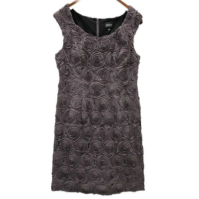 Adrianna Papell Raw Edge Rosette Dress Sz 12 Square Neck Sleeveless Knee Length - Image 1 of 4