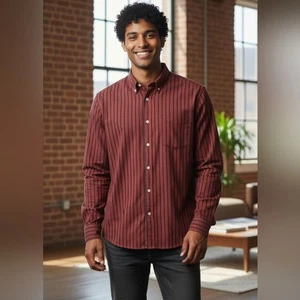 Saddlebred Men’s Button-Down Shirt Size XL – Red Black Stripe - Picture 1 of 6