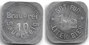 Biermarke Oeslau Brauerei Sauerteig Gut Für 1/2 Liter Bier Ktr.-Nr. 10 gepunzt - Bild 1 von 1