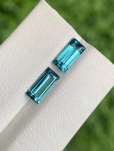 Pair of Natural Indicolite Tourmalines Brilliant Blue loose gemstone from Afghan - Picture 1 of 5