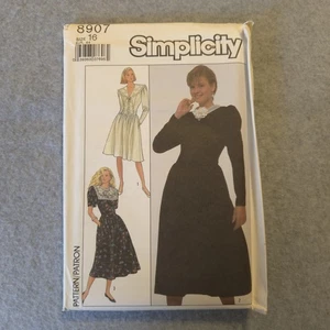 Simplicity 8907 Misses Long Sleeve Dress Sewing Pattern Size 16 UNCUT Vintage - Picture 1 of 6