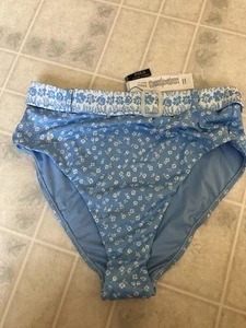 Polo Ralph Lauren blue & white floral belted bikini bottoms sz large high waist - Picture 1 of 6