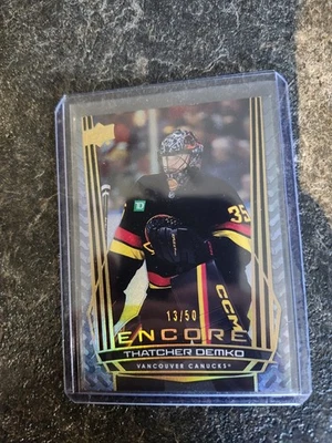 2025-26 Upper Deck Series 1 Encore Gold 13/50 Thatcher Demko Card# E-35 - Image 1 of 2