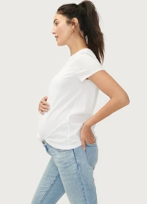 Hatch Maternity The Perfect Crew T Shirt Size 2 (M) Short Sleeve White Basic Tee - Image 1 of 4