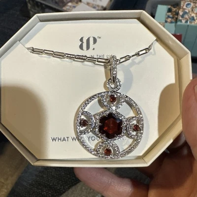 Bomb Party January Garnet Necklace RBP8604 'Simply Carried Away' Rhodium Plating - Image 1 of 2