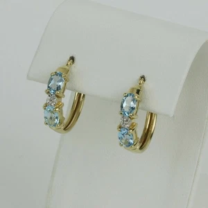 Natürlich Blau Topas Und Weiß Topas Gelbgold Versilbert Creolen B106 - Bild 1 von 4