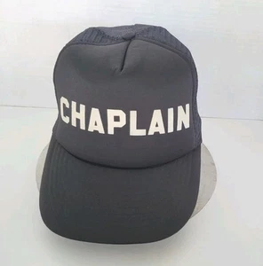 Cappello camionista cappellano vintage berretto da baseball nero bianco scritta snapback 7-7 5/8 - Foto 1 di 10