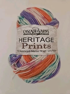 Cascade Yarns ::Heritage Prints #12: sock wool yarn Pink Purple Orange Stripe - Picture 1 of 3