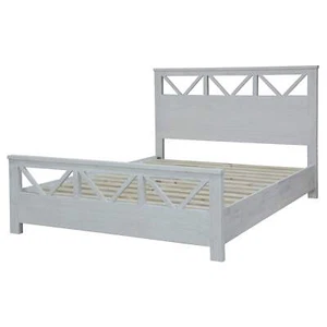 Myer King Size Bed Frame Solid Timber Wood Mattress Base White Wash - Picture 1 of 3