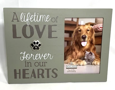 Marco de fotos 4x6 A Lifetime of Love Forever In Our Hearts recuerdo mascota perro/gato Foto 1 de 4