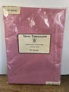 Sultan’s Linens Pink Vinyl Tablecloth 60” Round 4 To 6 People Easy Care - Picture 1 of 8