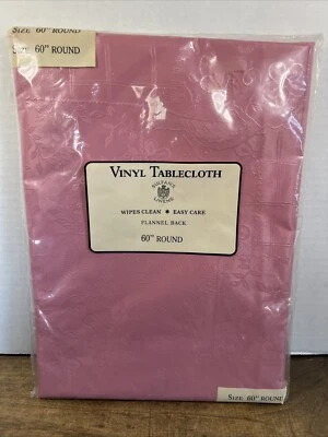 Sultan’s Linens Pink Vinyl Tablecloth 60” Round 4 To 6 People Easy Care - Image 1 of 4