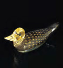 Duck IN Murano Glass Original With Bubbles And Gold Made Ìn Italy Made by Hand