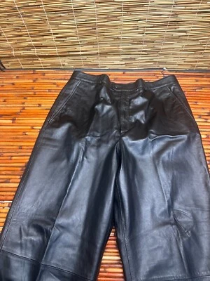 Pantalones Harley de cuero de becerro Zanella para hombre negros "suave mantequilla" 36 x 28 ¡COMO NUEVOS! RARO! Foto 1 de 4