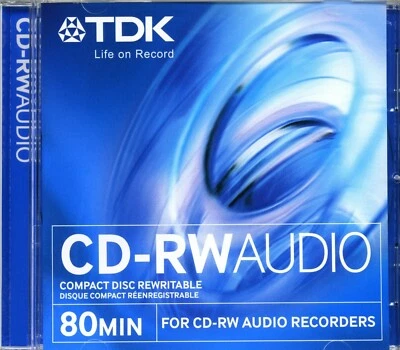TDK CD-RW80 / CD-RWXG80JCA Audio Music 80 Min CD RW RE-WRITABLE Blank Disc - NEW - Image 1 of 4