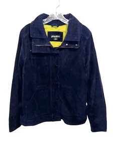 Eddie Bauer Navy Blue Corduroy Zip Button Jacket Size Large Women's - Picture 1 of 4